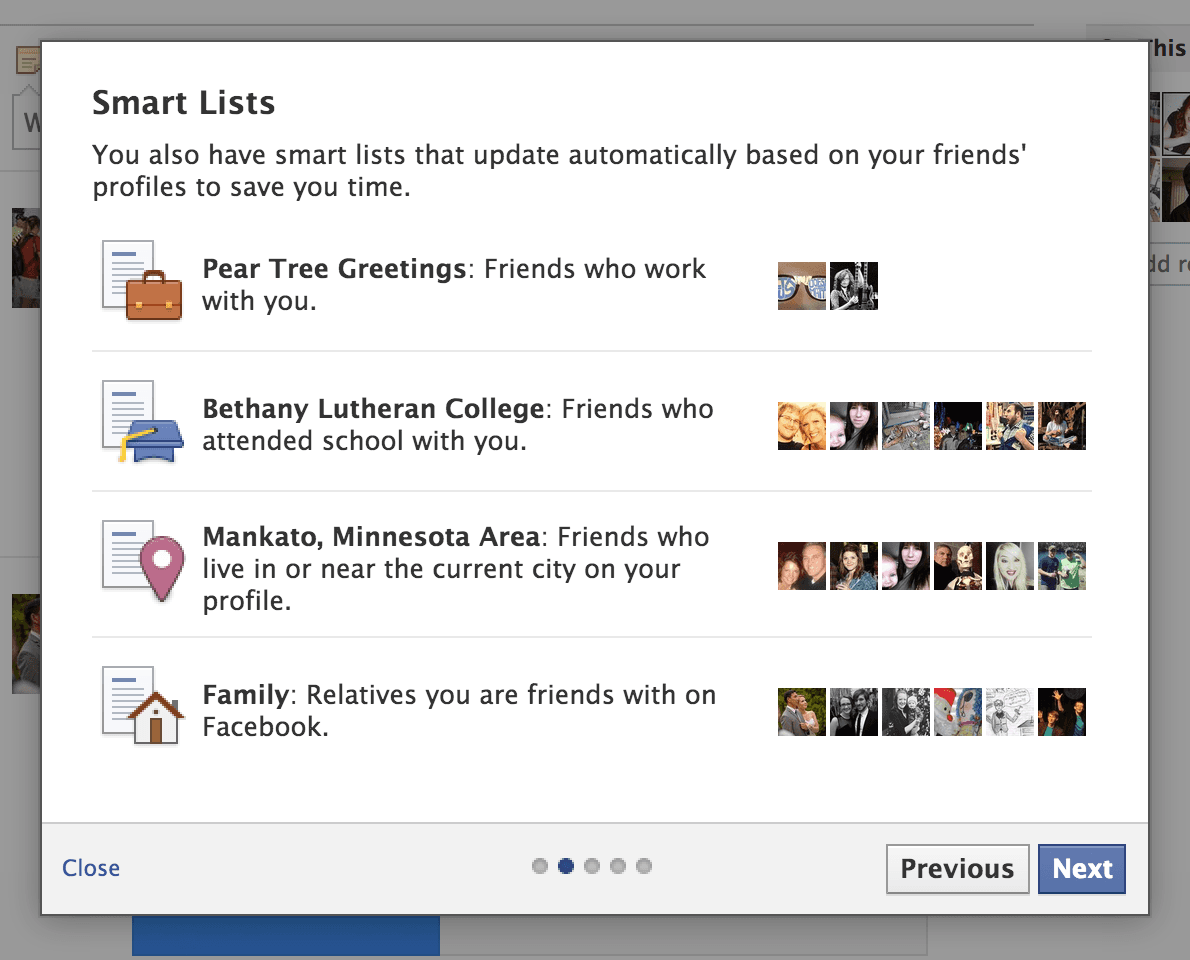 Facebook lists